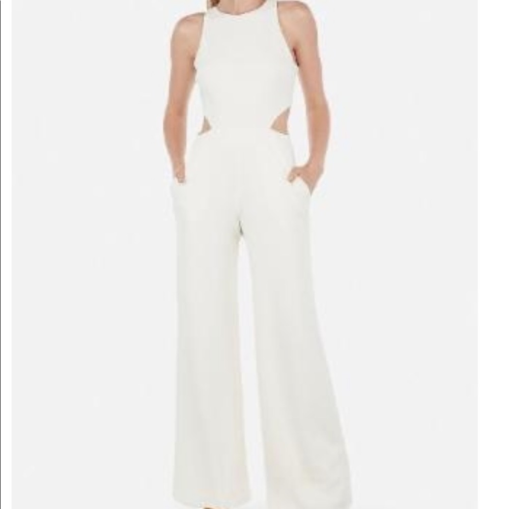 Express side cut out white jumpsuit